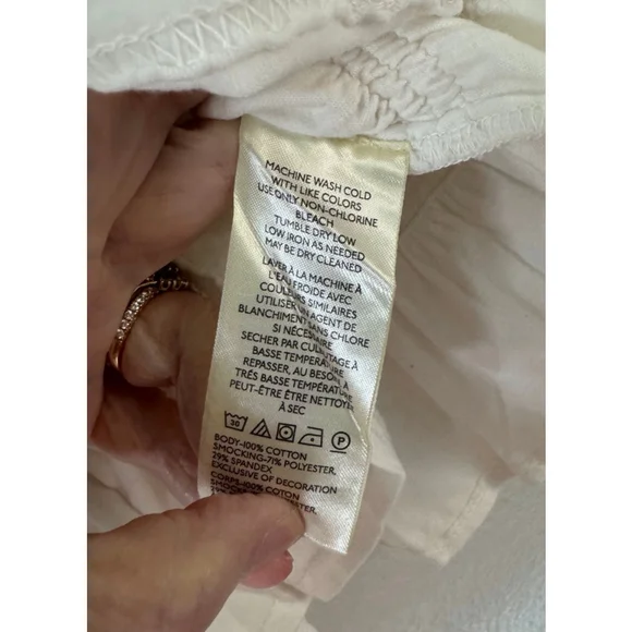 Free People Maxey Knit Smocked Peplum Top Cream Puff Sleeve Size XL Cottagecore - Picture 7 of 7